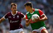 25 July 2021; Tommy Conroy of Mayo in action against Liam Silke of Galway during the Connacht GAA Senior Football Championship Final match between Galway and Mayo at Croke Park in Dublin. Photo by Ray McManus/Sportsfile