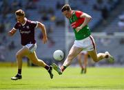 25 July 2021; Matthew Ruane of Mayo in action against Dylan McHugh of Galway during the Connacht GAA Senior Football Championship Final match between Galway and Mayo at Croke Park in Dublin. Photo by Ray McManus/Sportsfile