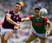 25 July 2021; Shane Walsh of Galway in action against Lee Keegan of Mayo during the Connacht GAA Senior Football Championship Final match between Galway and Mayo at Croke Park in Dublin. Photo by Ray McManus/Sportsfile