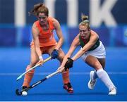 26 July 2021; Marloes Johanna Maria Keetels of Netherlands in action against Sarah Hawkshaw of Ireland during the women's pool A group stage match between Ireland and Netherlands at the Oi Hockey Stadium during the 2020 Tokyo Summer Olympic Games in Tokyo, Japan. Photo by Stephen McCarthy/Sportsfile