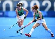 26 July 2021; Lizzy Holden, left, and Sarah McAuley of Ireland warm-up before their women's pool A group stage match against Netherlands at the Oi Hockey Stadium during the 2020 Tokyo Summer Olympic Games in Tokyo, Japan. Photo by Stephen McCarthy/Sportsfile