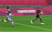 26 July 2021; William Warbrick of New Zealand on his way to scoring a try during the rugby sevens men's pool A match between New Zealand and Republic of Korea at the Tokyo Stadium during the 2020 Tokyo Summer Olympic Games in Tokyo, Japan. Photo by Brendan Moran/Sportsfile