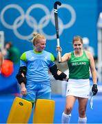 26 July 2021; Katie Mullan of Ireland is acknowledged for her 200th international appearance before the women's pool A group stage match between Ireland and Netherlands at the Oi Hockey Stadium during the 2020 Tokyo Summer Olympic Games in Tokyo, Japan. Photo by Stephen McCarthy/Sportsfile