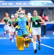 26 July 2021; Ireland captain Katie Mullan leads her side out before their women's pool A group stage match against Netherlands at the Oi Hockey Stadium during the 2020 Tokyo Summer Olympic Games in Tokyo, Japan. Photo by Stephen McCarthy/Sportsfile