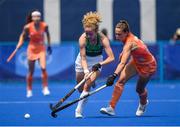 26 July 2021; Michelle Carey of Ireland in action against Pien Sanders of Netherlands during the women's pool A group stage match between Ireland and Netherlands at the Oi Hockey Stadium during the 2020 Tokyo Summer Olympic Games in Tokyo, Japan. Photo by Stephen McCarthy/Sportsfile