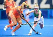 26 July 2021; Naomi Carroll of Ireland in action against Sanne Anne Leonie of Netherlands during the women's pool A group stage match between Ireland and Netherlands at the Oi Hockey Stadium during the 2020 Tokyo Summer Olympic Games in Tokyo, Japan. Photo by Stephen McCarthy/Sportsfile