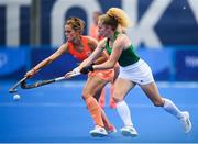 26 July 2021; Michelle Carey of Ireland in action against Pien Sanders of Netherlands during the women's pool A group stage match between Ireland and Netherlands at the Oi Hockey Stadium during the 2020 Tokyo Summer Olympic Games in Tokyo, Japan. Photo by Stephen McCarthy/Sportsfile