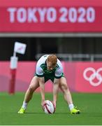 26 July 2021; Gavin Mullin of Ireland scores his side's first try during the rugby sevens men's pool C match between Ireland and South Africa at the Tokyo Stadium during the 2020 Tokyo Summer Olympic Games in Tokyo, Japan. Photo by Brendan Moran/Sportsfile