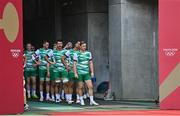 26 July 2021; Ireland captain Billy Dardis leads his side out before the rugby sevens men's pool C match between Ireland and South Africa at the Tokyo Stadium during the 2020 Tokyo Summer Olympic Games in Tokyo, Japan. Photo by Brendan Moran/Sportsfile