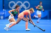 26 July 2021; Pien Sanders of Netherlands in action against Anna O'Flanagan of Ireland during the women's pool A group stage match between Ireland and Netherlands at the Oi Hockey Stadium during the 2020 Tokyo Summer Olympic Games in Tokyo, Japan. Photo by Stephen McCarthy/Sportsfile