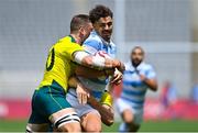 26 July 2021; Ignacio Mendy of Argentina is tackled by Nick Malouf of Australia during the rugby sevens men's pool A match between Australia and Argentina at the Tokyo Stadium during the 2020 Tokyo Summer Olympic Games in Tokyo, Japan. Photo by Brendan Moran/Sportsfile