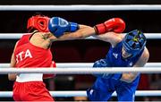 26 July 2021; Michaela Walsh of Ireland, right, and Irma Testa of Italy during their Women's Featherweight Round of 16 bout at the Kokugikan Arena during the 2020 Tokyo Summer Olympic Games in Tokyo, Japan. Photo by Ramsey Cardy/Sportsfile