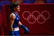 26 July 2021; Michaela Walsh of Ireland makes her way out for her Women's Featherweight Round of 16 bout with Irma Testa of Italy at the Kokugikan Arena during the 2020 Tokyo Summer Olympic Games in Tokyo, Japan. Photo by Ramsey Cardy/Sportsfile