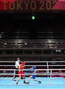 26 July 2021; Michaela Walsh of Ireland, right, and Irma Testa of Italy during their Women's Featherweight Round of 16 bout at the Kokugikan Arena during the 2020 Tokyo Summer Olympic Games in Tokyo, Japan. Photo by Ramsey Cardy/Sportsfile