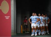 26 July 2021; Argentina captain Santiago Alvarez and team-mates before the rugby sevens men's pool A match between New Zealand and Argentina at the Tokyo Stadium during the 2020 Tokyo Summer Olympic Games in Tokyo, Japan. Photo by Stephen McCarthy/Sportsfile