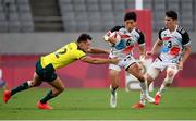 26 July 2021; Nam Uk Kim of Republic of Korea is tackled by Lachlan Anderson of Australia during the rugby sevens men's pool A match between Australia and Republic of Korea at the Tokyo Stadium during the 2020 Tokyo Summer Olympic Games in Tokyo, Japan. Photo by Stephen McCarthy/Sportsfile