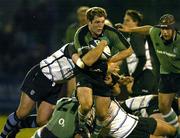 21 February 2004; Michael Swift, Connacht, in action Ben Evans, Cardiff Blues. Celtic League 2003-2004, Division 1, Connacht v Cardiff Blues, Dubarry Park, Athlone, Co. Westmeath. Picture credit; Matt Browne / SPORTSFILE *EDI*