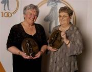 28 February 2004; Eileen Duffy O'Mahony, left, and Una O'Connor, who were named on the Camogie team of the Century, at the Cumann Camogaiocht na nGael centenary celebrations at the Citywest Hotel, Dublin. Picture credit; Brendan Moran / SPORTSFILE *EDI*