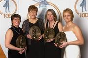 28 February 2004; Sandie Fitzgibbon, left, Marie Costine O'Donovan, 2nd from left, Pat Moloney Lenihan and Linda Mellerick, right, who were named on the Camogie team of the Century, at the Cumann Camogaiocht na nGael centenary celebrations at the Citywest Hotel, Dublin. Picture credit; Brendan Moran / SPORTSFILE *EDI*