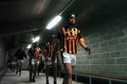 29 February 2004; Kilkenny captain Martin Comerford leads his team out from their dressing room before the match. Allianz National Hurling League, Division 1A, Galway v Kilkenny, Pearse Stadium, Galway. Picture credit; David Maher / SPORTSFILE *EDI*