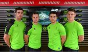 17 July 2013; Dublin footballers, from left, Michael Darragh Macauley, Philly McMahon, Bernard Flynn, and Diarmuid Connolly, in attendance at the announcement of the official ambassadors for Warrior Sports. JACC Sports Distributors Limited, Ballymount Cross, Dublin. Photo by Sportsfile