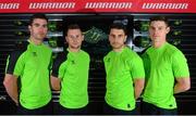 17 July 2013; Dublin footballers, from left, Michael Darragh Macauley, Philly McMahon, Bernard Flynn, and Diarmuid Connolly, in attendance at the announcement of the official ambassadors for Warrior Sports. JACC Sports Distributors Limited, Ballymount Cross, Dublin. Photo by Sportsfile