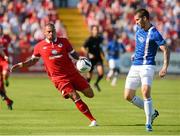 17 July 2013; Joona Toivio, Molde FK, in action against Anthony Elding, Sligo Rovers. UEFA Champions League Second Qualifying Round, First Leg, Sligo Rovers v Molde FK, The Showgrounds, Sligo. Picture credit: David Maher / SPORTSFILE