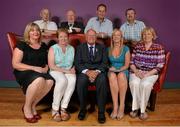 18 July 2013; The 2013 committee members, back row, from left, Mick Fitzgerald, Kerry, Peter Rice, Treasurer, Wexford, Robbie O'Griffin, Culture & Language, and Con Moynihan, Development Officer, Galway. Front row, from left, Marie Hickey, Vice-President Ladies Football Association, Leinster, Kathleen Kane, Vice-President Ladies Football Association, Connacht, Pat Quill, President of the Ladies Football Association, Helen O'Rourke, Chief Executive Ladies Football Association, and Geraldine Giles, Committee Management, Westmeath, in attendance at the Ladies Football Association 40th Anniversary. Hayes Hotel, Thurles, Co. Tipperary. Picture credit: Barry Cregg / SPORTSFILE