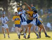 18 July 2013; Paudie Prendergast, and Ray Barry, right, Waterford, in action against Daire Keane and Shane O'Donnell, Clare. Bord Gáis Energy Munster GAA Hurling Under 21 Championship Semi-Final, Clare v Waterford, Walsh Park, Waterford. Picture credit: Brian Lawless / SPORTSFILE