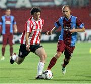 18 July 2013; Barry McNamee, Derry City, in action against Adrian Mierzejewski, Trabzonspor. UEFA Europa League Second Qualifying Round, 1st leg, Trabzonspor v Derry City, Huseyin Avni Aker Stadium, Trabzon, Turkey. Picture credit: SPORTSFILE