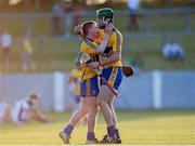 18 July 2013; Clare's Podge Collins, left, celebrates with team-mate Stephen O'Halloran after the match. Bord Gáis Energy Munster GAA Hurling Under 21 Championship Semi-Final, Clare v Waterford, Walsh Park, Waterford. Picture credit: Brian Lawless / SPORTSFILE