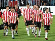 18 July 2013; Derry City players after the game. UEFA Europa League Second Qualifying Round, 1st leg, Trabzonspor v Derry City, Huseyin Avni Aker Stadium, Trabzon, Turkey. Picture credit: SPORTSFILE