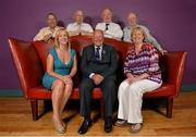 18 July 2013; President of the Ladies Football Association Pat Quill, with former presidents of the Ladies Football Association, back row, from left, Tom Kenny, Offaly, Mick Fitzgerald, Kerry, Peter Rice, Wexford, and Walter Thompson, Dublin. Front row, from left, Helen O'Rourke, Dublin, and Geraldine Giles in attendance at the Ladies Football Association 40th Anniversary. Hayes Hotel, Thurles, Co. Tipperary. Picture credit: Barry Cregg / SPORTSFILE