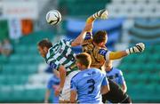 19 July 2013; Stephen Rice, Shamrock Rovers, in action against Mark Langtry and Mark McGinley, right, UCD. Airtricity League Premier Division, Shamrock Rovers v UCD, Tallaght Stadium, Tallaght, Co. Dublin. Photo by Sportsfile