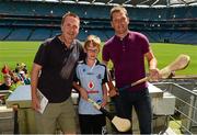 20 July 2013; Former Waterford hurling star Ken McGrath was the latest to feature on the Bord Gáis Energy Legends Tour Series 2013 and he gave a unique tour of the Croke Park stadium and facilities. Pictured on the tour with Ken are, Niall and Tom Forristal, from Beaumount, Dublin. Other greats of the game still to feature this Summer on the Bord Gáis Energy Legends Tour Series include Steven McDonnell, Seán McGrath, Pat Gilroy and Noel Skehan. Full details and dates for the Bord Gáis Energy Legends Tour Series 2013 are available on www.crokepark.ie/events. Croke Park, Dublin. Picture credit: Ray McManus / SPORTSFILE