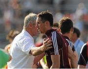 20 July 2013; Finian Hanley, Galway,  is congratulated after the game. GAA Football All-Ireland Senior Championship, Round 3, Galway v Armagh, Pearse Stadium, Salthill, Galway. Picture credit: Ray Ryan / SPORTSFILE