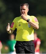 25 July 2021; Referee Rob Harvey during the FAI Cup First Round match between Sligo Rovers and Cork City at The Showgrounds in Sligo. Photo by Michael P Ryan/Sportsfile