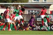 25 July 2021; Jonas Häkkinen of Cork City defends under pressure from Walter Figueira of Sligo Rovers during the FAI Cup First Round match between Sligo Rovers and Cork City at The Showgrounds in Sligo. Photo by Michael P Ryan/Sportsfile