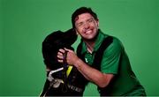 26 July 2021; Para-cyclist Martin Gordon poses for a portrait with his guide dog Juno during the Tokyo 2020 Paralympic Games Team Announcement at Abbotstown in Dublin. Photo by Sam Barnes/Sportsfile