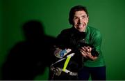 26 July 2021; Para-cyclist Martin Gordon poses for a portrait with his guide dog Juno during the Tokyo 2020 Paralympic Games Team Announcement at Abbotstown in Dublin. Photo by Sam Barnes/Sportsfile