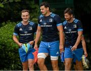 26 July 2021; Leinster players, from left, Nick McCarthy, Max Deegan and Ross Byrne during Leinster Rugby squad training at UCD in Dublin. Photo by Harry Murphy/Sportsfile