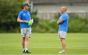 26 July 2021; Head coach Leo Cullen speaks with Senior coach Stuart Lancaster during Leinster Rugby squad training at UCD in Dublin. Photo by Harry Murphy/Sportsfile