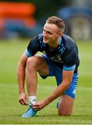 26 July 2021; Nick McCarthy laces his boots during Leinster Rugby squad training at UCD in Dublin. Photo by Harry Murphy/Sportsfile