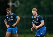 26 July 2021; Martin Moloney, right, and Ross Byrne during Leinster Rugby squad training at UCD in Dublin. Photo by Harry Murphy/Sportsfile