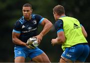 26 July 2021; Adam Byrne, left, and Scott Penny during Leinster Rugby squad training at UCD in Dublin. Photo by Harry Murphy/Sportsfile