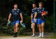 26 July 2021; Leinster players, from left, Marcus Hanan Andrew Smith and John McKee during Leinster Rugby squad training at UCD in Dublin. Photo by Harry Murphy/Sportsfile