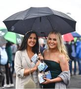 26 July 2021; Racegoers Aideen Murphy, left, and Orla Keane from Galway during day one of the Galway Races Summer Festival at Ballybrit Racecourse in Galway. Photo by David Fitzgerald/Sportsfile