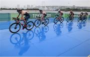 27 July 2021; Katie Zafres of the United States in action during the Women's Triathlon at the Odaiba Marine Park during the 2020 Tokyo Summer Olympic Games in Tokyo, Japan. Photo by Stephen McCarthy/Sportsfile
