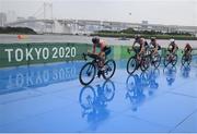 27 July 2021; Flora Duffy of Bermuda in action during the Women's Triathlon at the Odaiba Marine Park during the 2020 Tokyo Summer Olympic Games in Tokyo, Japan. Photo by Stephen McCarthy/Sportsfile