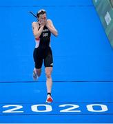 27 July 2021; Georgia Taylor-Brown of Great Britain reacts after finishing 2nd place in the Women's Triathlon at the Odaiba Marine Park during the 2020 Tokyo Summer Olympic Games in Tokyo, Japan. Photo by Stephen McCarthy/Sportsfile